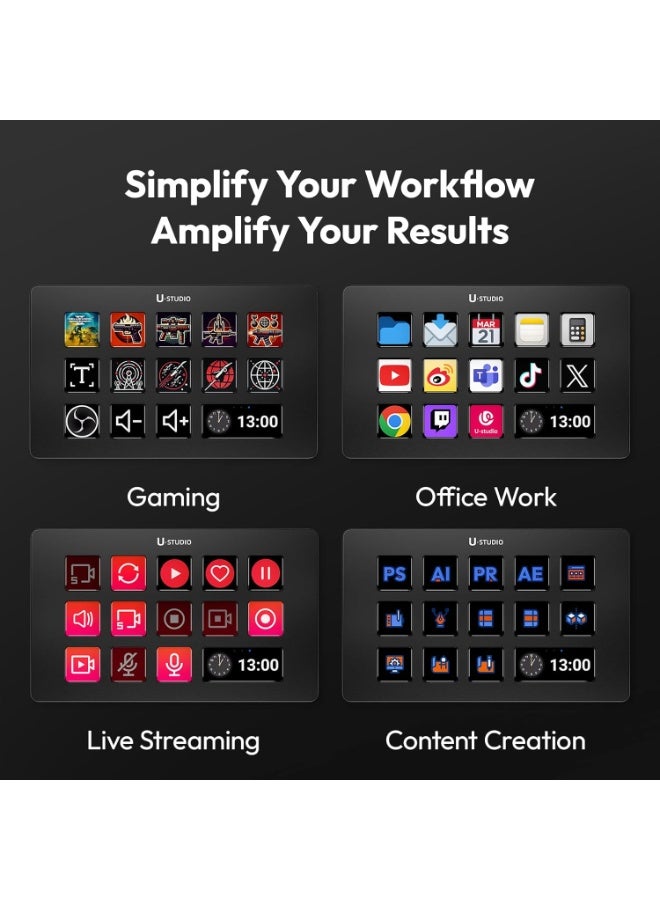 Ulanzi ULANZI D200 Studio Controller - 13 Inch HD LCD Macro Keyboard (4x Sharpeners), Plug & Play for OBS/Twitch Live, 10 Profiles, Open Source Plugins (Mac/PC) - Image 3