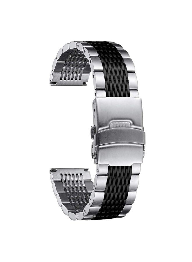 Binlun Stainless Steel Watch Band, Quick Release Metal Watch Strap Silver Replacement with Double-Lock Deployment Clasp Watch Bracelet for Men Women Silver Black 20mm - Image 1