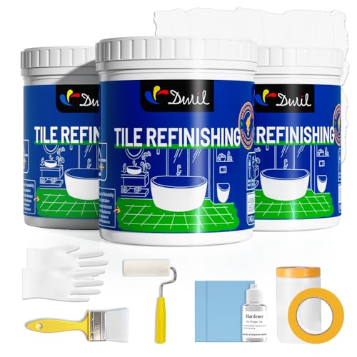 DWIL Tub Paint, Tub and Tile Refinishing Kit with Tools, White Bathtub Paint Water Based &Low Odor, Easy to Use for Sink Bathroom Shower, Semi-Gloss White 3 Pack/150sq.ft - Image 1