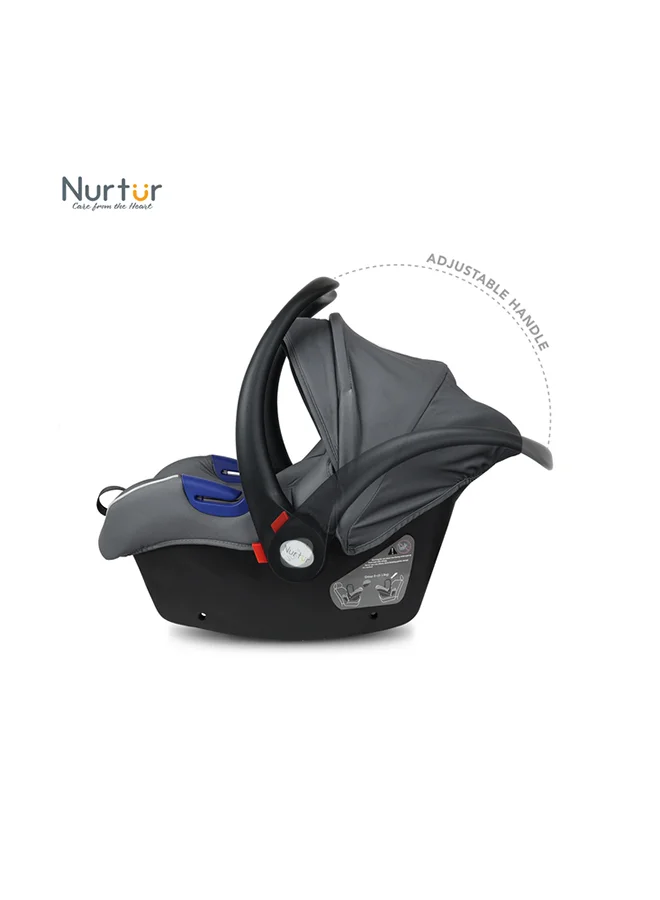 Nurtur Nemo Baby Carrier - Adjustable Canopy and Handle - Extra Protection – 3 -Point Safety Harness - Suitable from 0 months to 12 months, Upto 13kg, Grey Multi