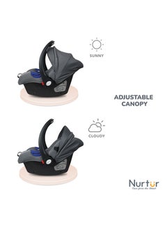 Nurtur Nemo Baby Carrier Adjustable Canopy And Handle Extra Protection 3 Point Safety Harness Suitable From 0+, 0-13kg Grey  - Image 4