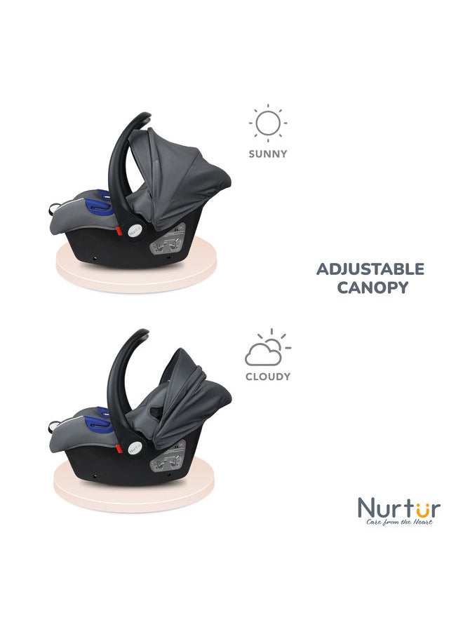 Nurtur - Nemo Baby Carrier Adjustable Canopy And Handle Extra Protection 3 Point Safety Harness Suitable From 0+, 0-13kg Grey - Image 1