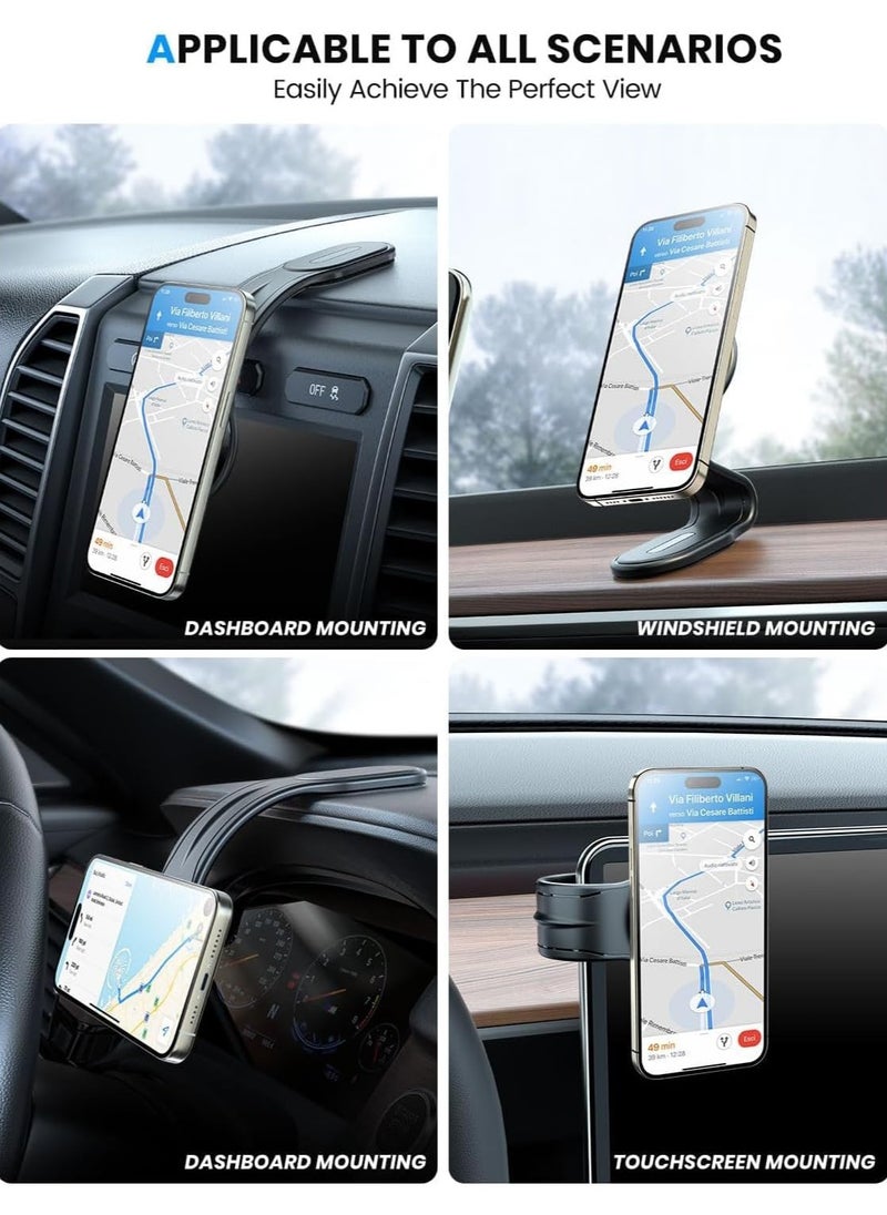 Denx Magnetic Car Mount Detachable, Bendable, Aluminum Arm Magnetic Phone Holder for Car, 20 Strong Magnets, Cell Phone Mount for Car Dash Fit iPhone 16 15 14 13 and others, mini MagSafe Accessories  - Image 2