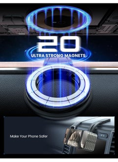 Denx Magnetic Car Mount Detachable, Bendable, Aluminum Arm Magnetic Phone Holder for Car, 20 Strong Magnets, Cell Phone Mount for Car Dash Fit iPhone 16 15 14 13 and others, mini MagSafe Accessories  - Image 3