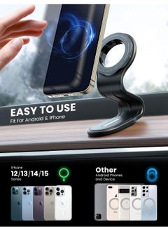 Denx Magnetic Car Mount Detachable, Bendable, Aluminum Arm Magnetic Phone Holder for Car, 20 Strong Magnets, Cell Phone Mount for Car Dash Fit iPhone 16 15 14 13 and others, mini MagSafe Accessories  - Image 5