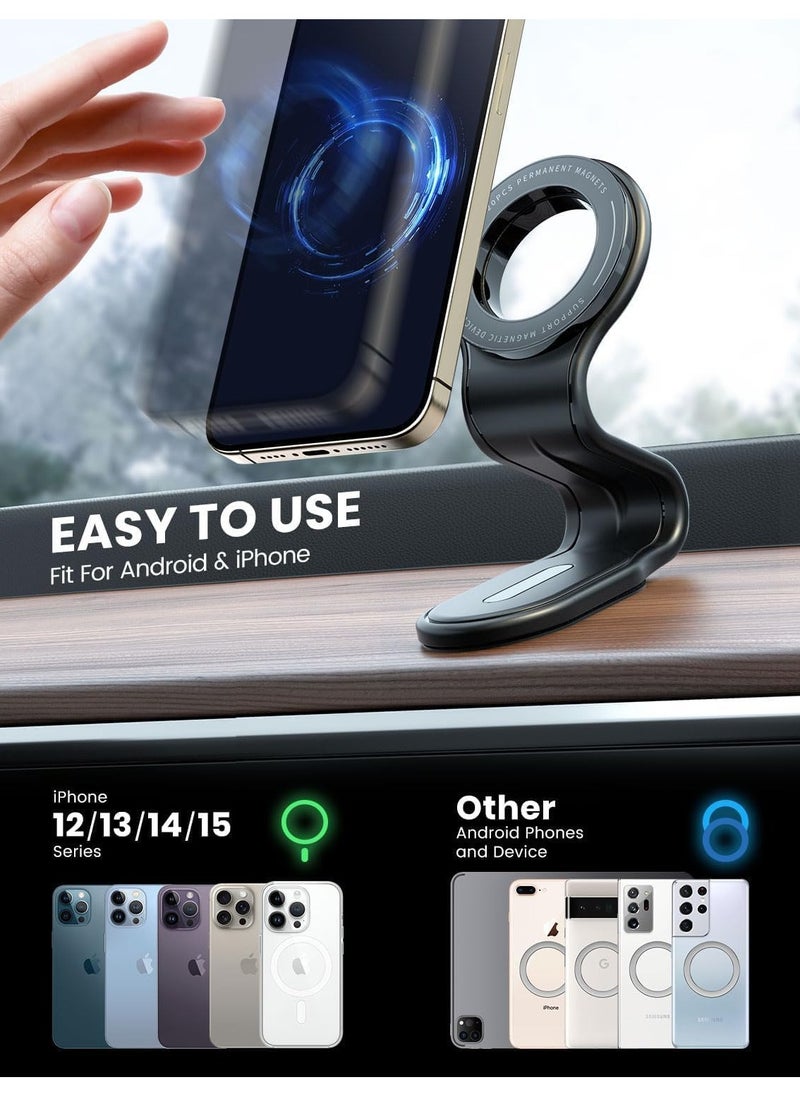 Denx Magnetic Car Mount Detachable, Bendable, Aluminum Arm Magnetic Phone Holder for Car, 20 Strong Magnets, Cell Phone Mount for Car Dash Fit iPhone 16 15 14 13 and others, mini MagSafe Accessories  - Image 5