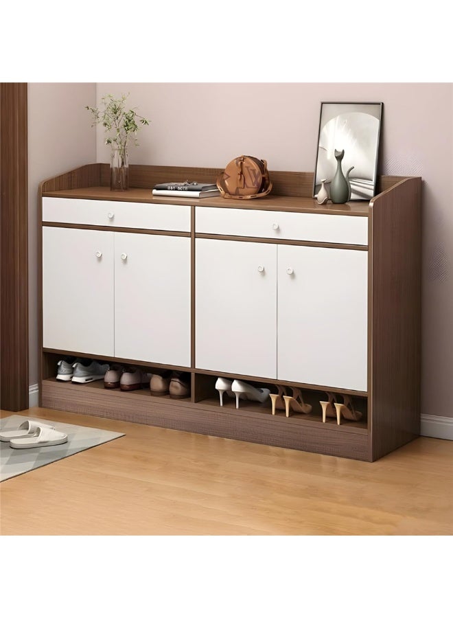 Shoe Cabinet, Wooden Shoe Rack Organizer with Drawers and Doors, Large Capacity Shoe Storage Cabinet for Closet Entryway Hallwayf, Free Standing Shoes Shelves, 120*32*90cm (Brown) - Image 2