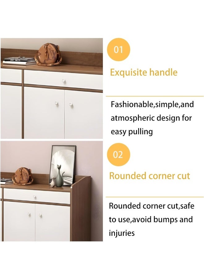 Shoe Cabinet, Wooden Shoe Rack Organizer with Drawers and Doors, Large Capacity Shoe Storage Cabinet for Closet Entryway Hallwayf, Free Standing Shoes Shelves, 120*32*90cm (Brown) - Image 5