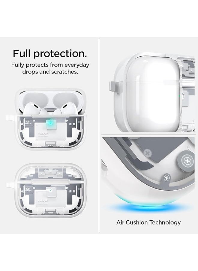 سبايجن - جراب مغناطيسي Ultra Hybrid Magfit لسماعات Airpods Pro الجيل الثاني 2023 2022 مع وصلة USB C Lightning Magsafe متوافق مع سماعات Airpods Pro 2 مع حلقة تثبيت Zero One باللون الأبيض - Image 1