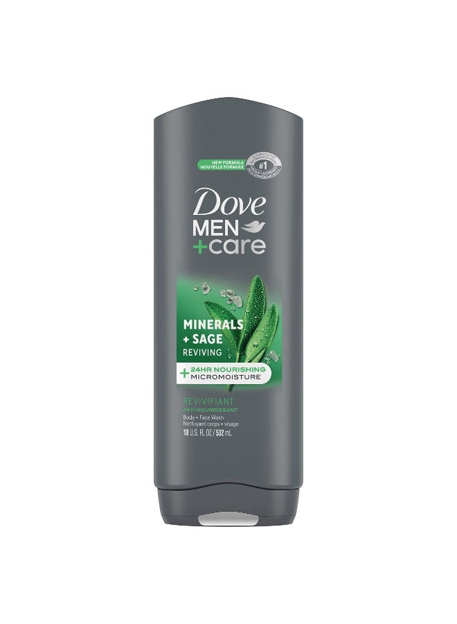 Dove Men+Care Minerals + Sage Rejuvenating Body + Face Wash 532 ML - Image 1