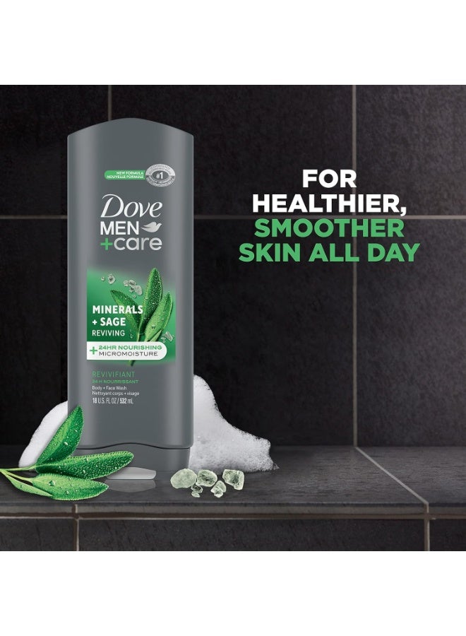 Dove Men+Care Minerals + Sage Rejuvenating Body + Face Wash 532 ML - Image 2