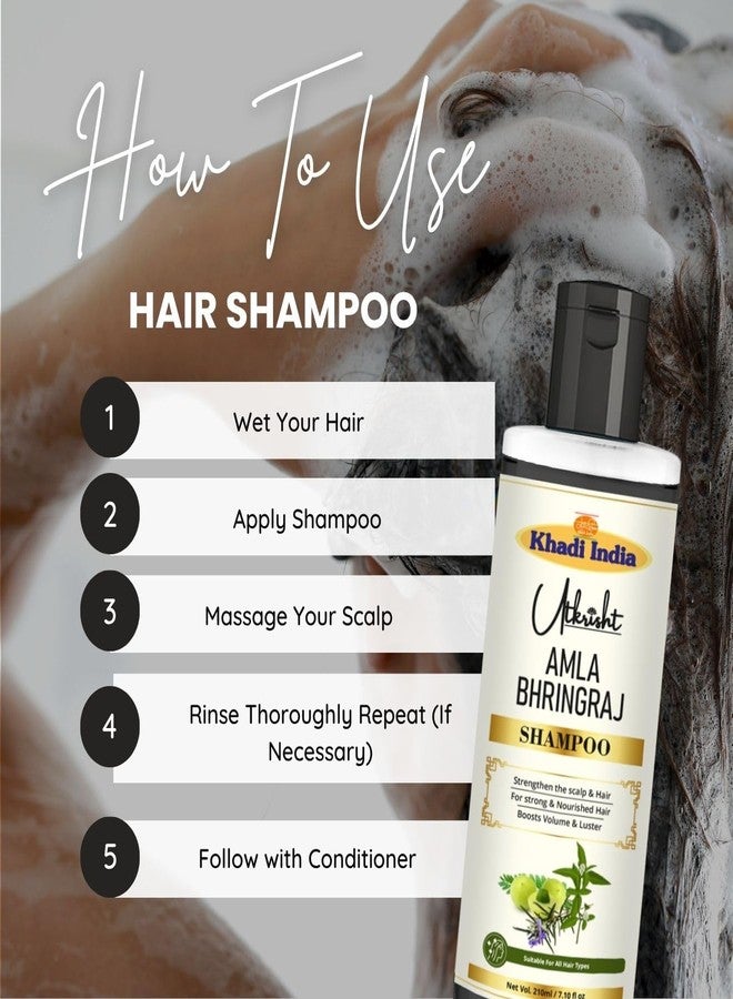 Utkrisht Khadi Amla & Bhringraj Hair Shampoo | Reduces Hair Fall, Promotes Thick Hair | Ayurvedic, Chemical-Free Cleanser for All Hair Types - 840 (Pack of 4) - Image 5