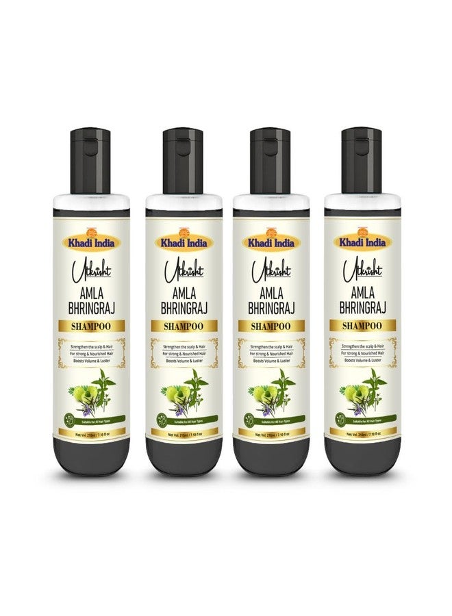Utkrisht Khadi Amla & Bhringraj Hair Shampoo | Reduces Hair Fall, Promotes Thick Hair | Ayurvedic, Chemical-Free Cleanser for All Hair Types - 840 (Pack of 4) - Image 1