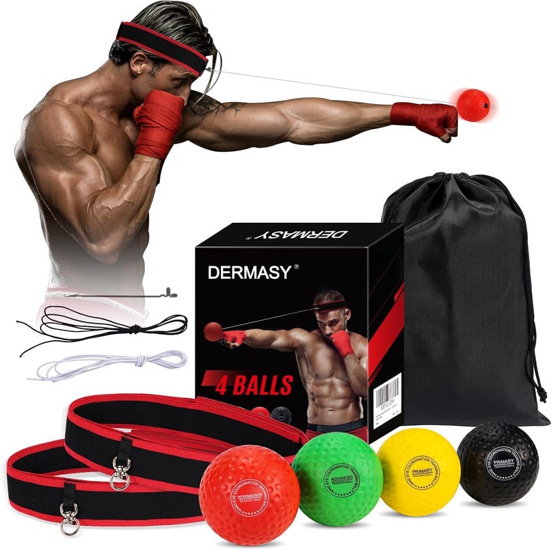 Dermasy Upgraded Boxing Reflex Ball, Boxing Training Ball with Headband Perfect for Reaction, Punching Speed, Fight Skill, Fitness, Newst Boxing Equipment - Image 1