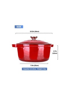 erorex 5.5 Quart Enameled Cast Iron Dutch Oven with Lid, 5.5 QT Deep Round Dutch Oven Pot with Dual Handles -Red  - Image 2