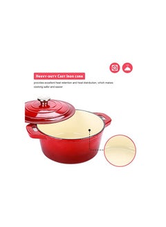 erorex 5.5 Quart Enameled Cast Iron Dutch Oven with Lid, 5.5 QT Deep Round Dutch Oven Pot with Dual Handles -Red  - Image 3
