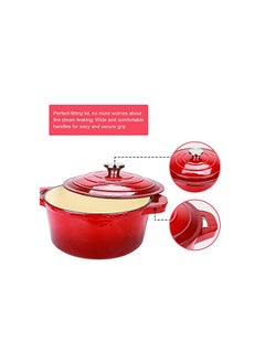 erorex 5.5 Quart Enameled Cast Iron Dutch Oven with Lid, 5.5 QT Deep Round Dutch Oven Pot with Dual Handles -Red  - Image 5