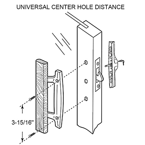 ALLYWASAI Patio Sliding Patio Door Handle Set with Mortise Lock, Key Cylinder and Keeper, Wood Handle Lock Set Fits Door Thickness from 1-1/2" to 1-3/4", 3-15/16" Screw Hole Spacing, Keyed, White - Image 3