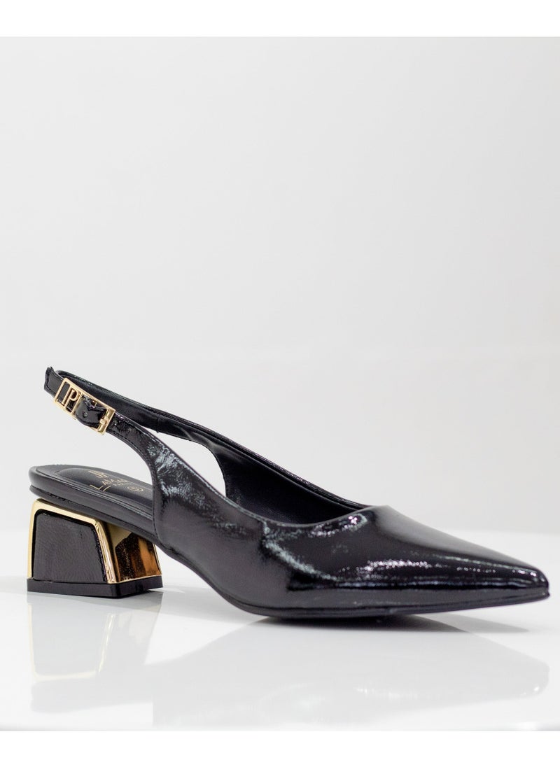 LAMARAPARIS - Gabrina 4cm heel pu closed toe sling court black - Image 1