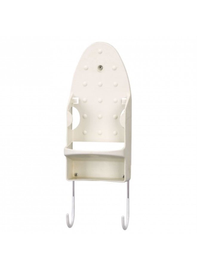 Household Essentials 166-1 Iron Wall Mount with Attached Ironing Board Hooks,White - Image 1