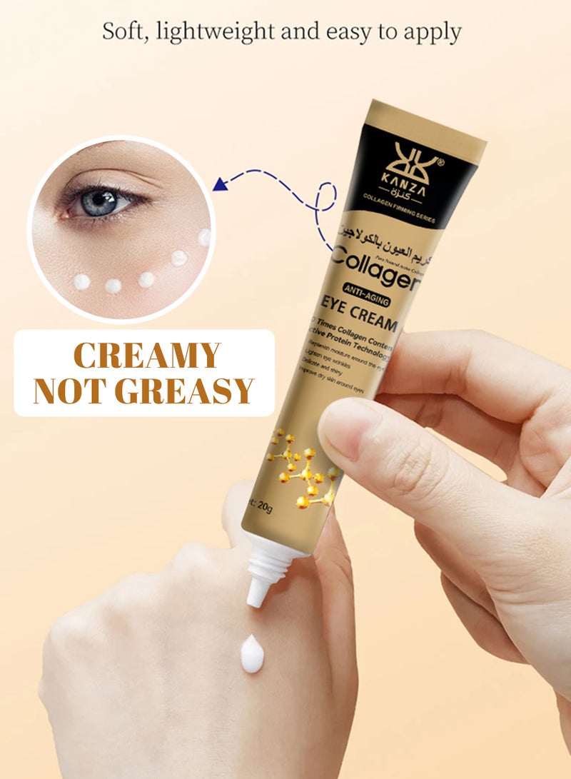 Kanza كريم العين المضاد للشيخوخة بالكولاجين 20 جرام - كريم مرطب ومشدود ضد التجاعيد تحت العينين لدوائر الظلام - كريم بيبتيد للعين - كريم انتفاخ العين - يحسن مرونة البشرة - كريم علاج العين - Image 4