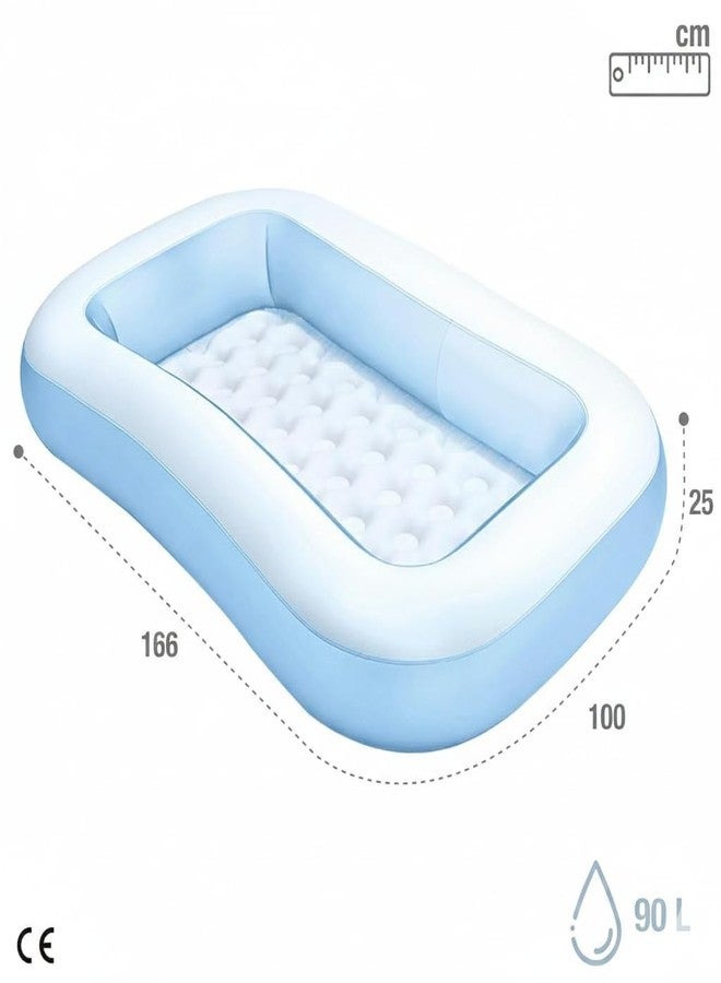 SUNNIFA Inflatable Swimming Pool for Kids, Blue and White, 166x100x25 cm, 90L Capacity, Baby Bath Tub for 1-5 Year Old Boys and Girls, Outdoor Garden Pool for Toddlers - Image 2