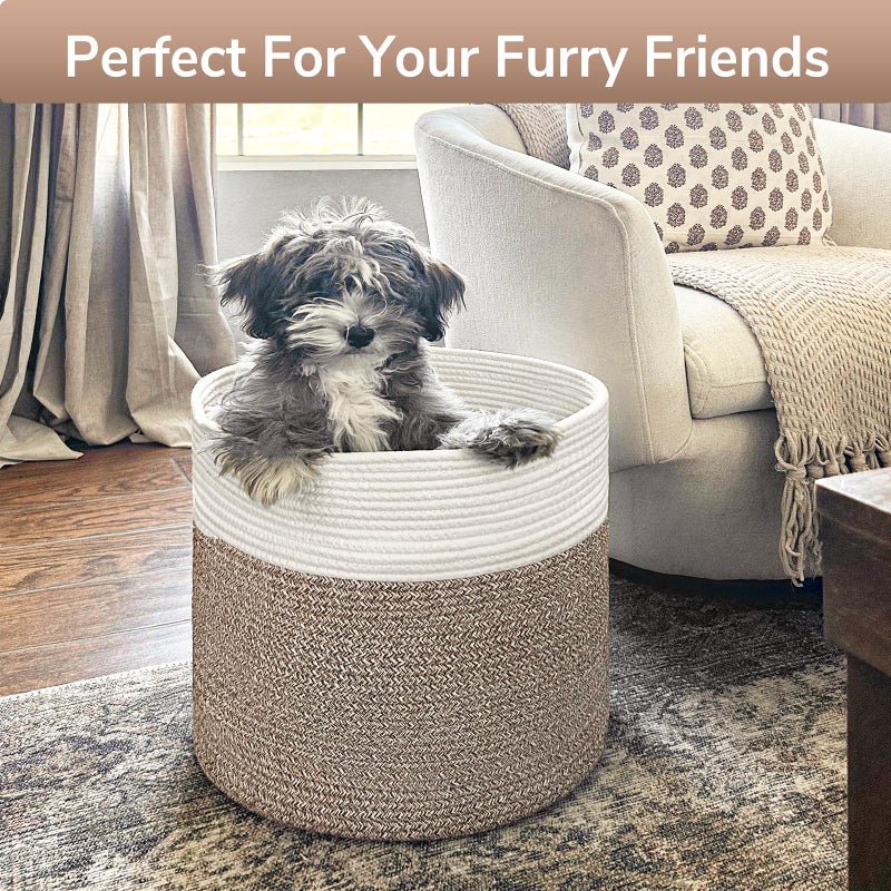 Goodpick 15.8 X 15.8 X 13.8 Inches Blanket Basket - Cotton Rope Baskets For Blankets & Toys Nursery & Living Room Decor (Soft Material Design) - Image 5