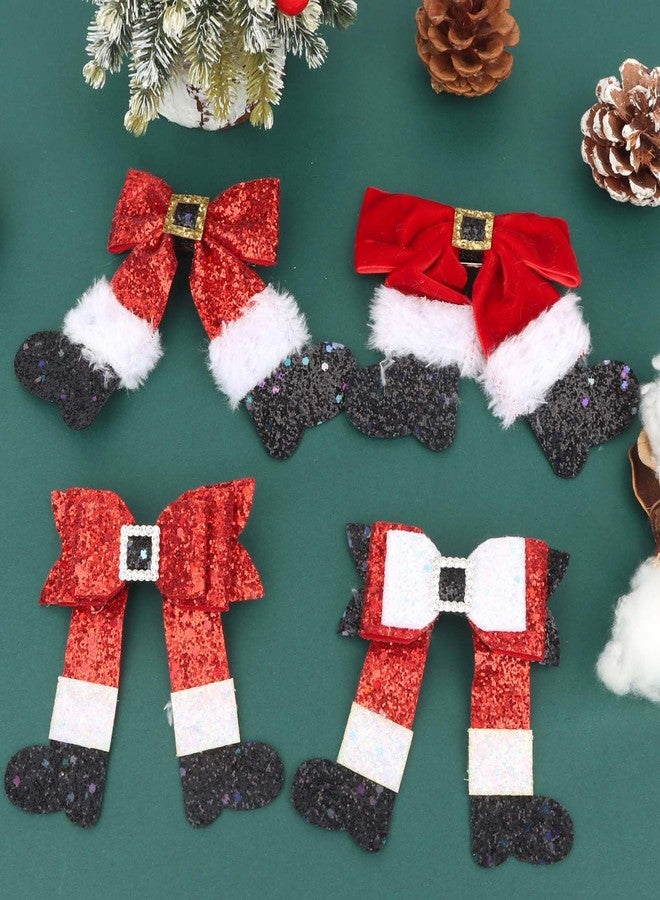 YISSION 4PCS Christmas Hair Clips for Women & Girls, Santa Boot & Bow Shaped Glitter Hair Barrettes, Festive Xmas Hair Accessories for Holiday Party, Christmas Celebration & Gift - Image 3