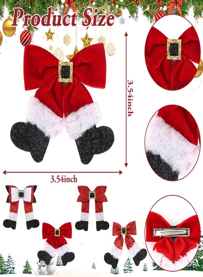 YISSION 4PCS Christmas Hair Clips for Women & Girls, Santa Boot & Bow Shaped Glitter Hair Barrettes, Festive Xmas Hair Accessories for Holiday Party, Christmas Celebration & Gift - Image 2