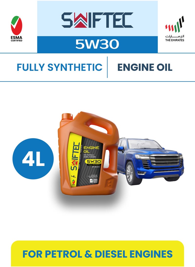 SWIFTEC Swiftec 5W30 - Fully Synthetic Engine Oil - High Performance - For Petrol & Diesel Engines 4L  - Image 2