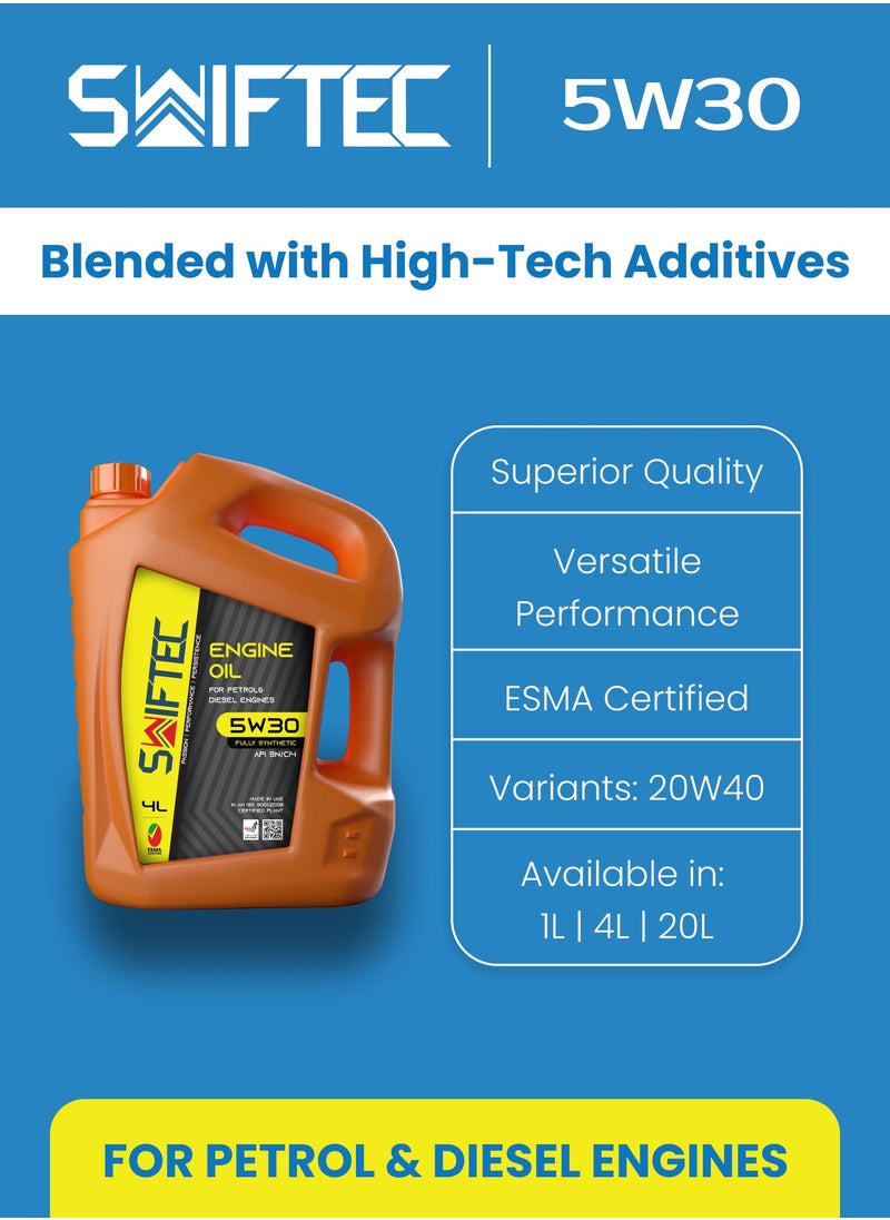 SWIFTEC Swiftec 5W30 - Fully Synthetic Engine Oil - High Performance - For Petrol & Diesel Engines 4L  - Image 3
