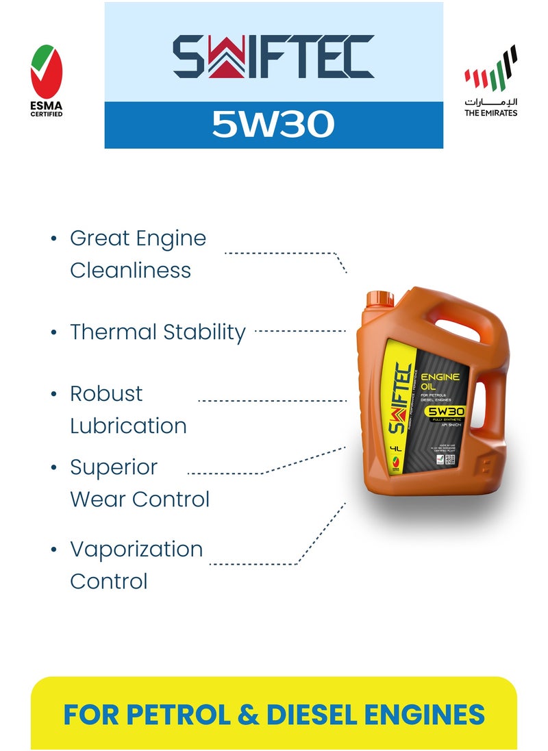 SWIFTEC Swiftec 5W30 - Fully Synthetic Engine Oil - High Performance - For Petrol & Diesel Engines 4L  - Image 4