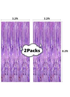 i-CHONY Shiny Light Purple Fringe Curtain - 2pcs 3.2ft x 8.2ft Metallic Tinsel Foil Party Streamers | Photo Booth Backdrop Props for Birthday Wedding Bridal Shower Baby Shower Bachelorette Party Decor  - Image 4
