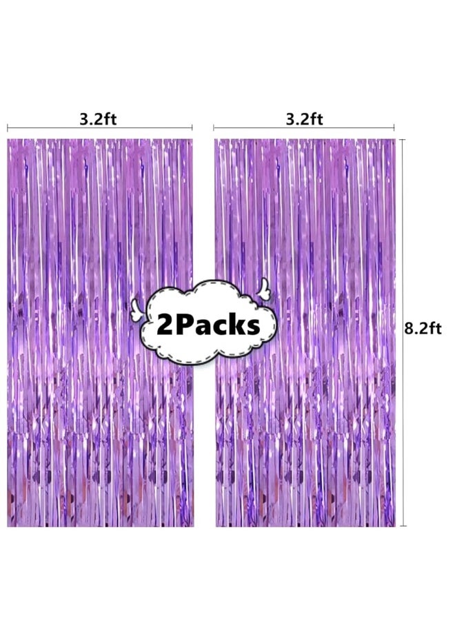 i-CHONY Shiny Light Purple Fringe Curtain - 2pcs 3.2ft x 8.2ft Metallic Tinsel Foil Party Streamers | Photo Booth Backdrop Props for Birthday Wedding Bridal Shower Baby Shower Bachelorette Party Decor  - Image 4
