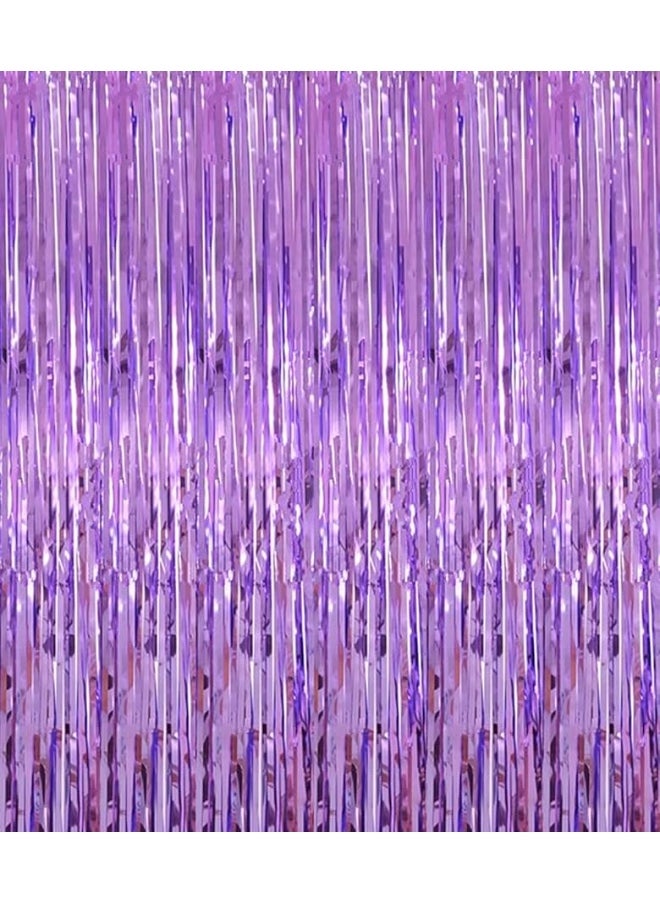 i-CHONY Shiny Light Purple Fringe Curtain - 2pcs 3.2ft x 8.2ft Metallic Tinsel Foil Party Streamers | Photo Booth Backdrop Props for Birthday Wedding Bridal Shower Baby Shower Bachelorette Party Decor  - Image 5