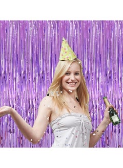 i-CHONY Shiny Light Purple Fringe Curtain - 2pcs 3.2ft x 8.2ft Metallic Tinsel Foil Party Streamers | Photo Booth Backdrop Props for Birthday Wedding Bridal Shower Baby Shower Bachelorette Party Decor  - Image 2