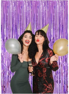 i-CHONY Shiny Light Purple Fringe Curtain - 2pcs 3.2ft x 8.2ft Metallic Tinsel Foil Party Streamers | Photo Booth Backdrop Props for Birthday Wedding Bridal Shower Baby Shower Bachelorette Party Decor  - Image 3