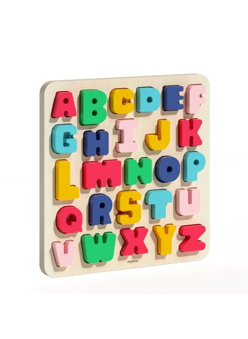 MiDeer Wooden Alphabet Puzzle – Montessori Educational Toy for Toddlers Ages 3+ | ABC Letter Learning Board with Colorful Basswood Pieces | Early Literacy, Fine Motor & Cognitive Skill Development - Image 1