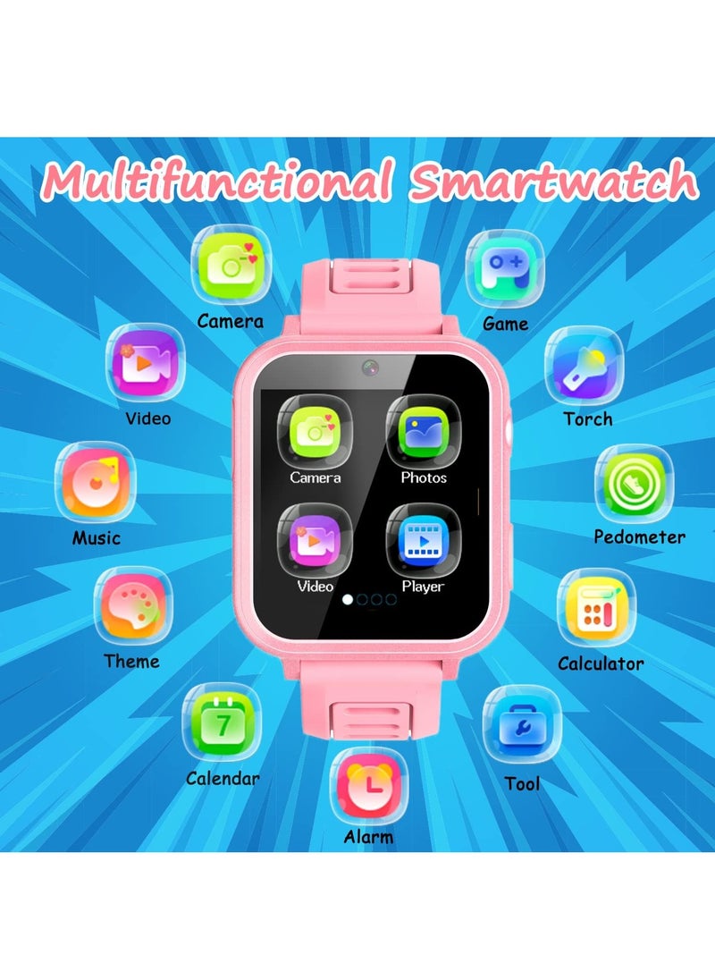 Generic Kids Smart Watch, Smart Game Watch with 24 Games, HD Touch Screen, Video, Camera, Music Player, Pedometer, Flashlight, Alarm Clock,  Kids Watches for 5-12 Year Olds Boy/Girl (Pink)  - Image 2