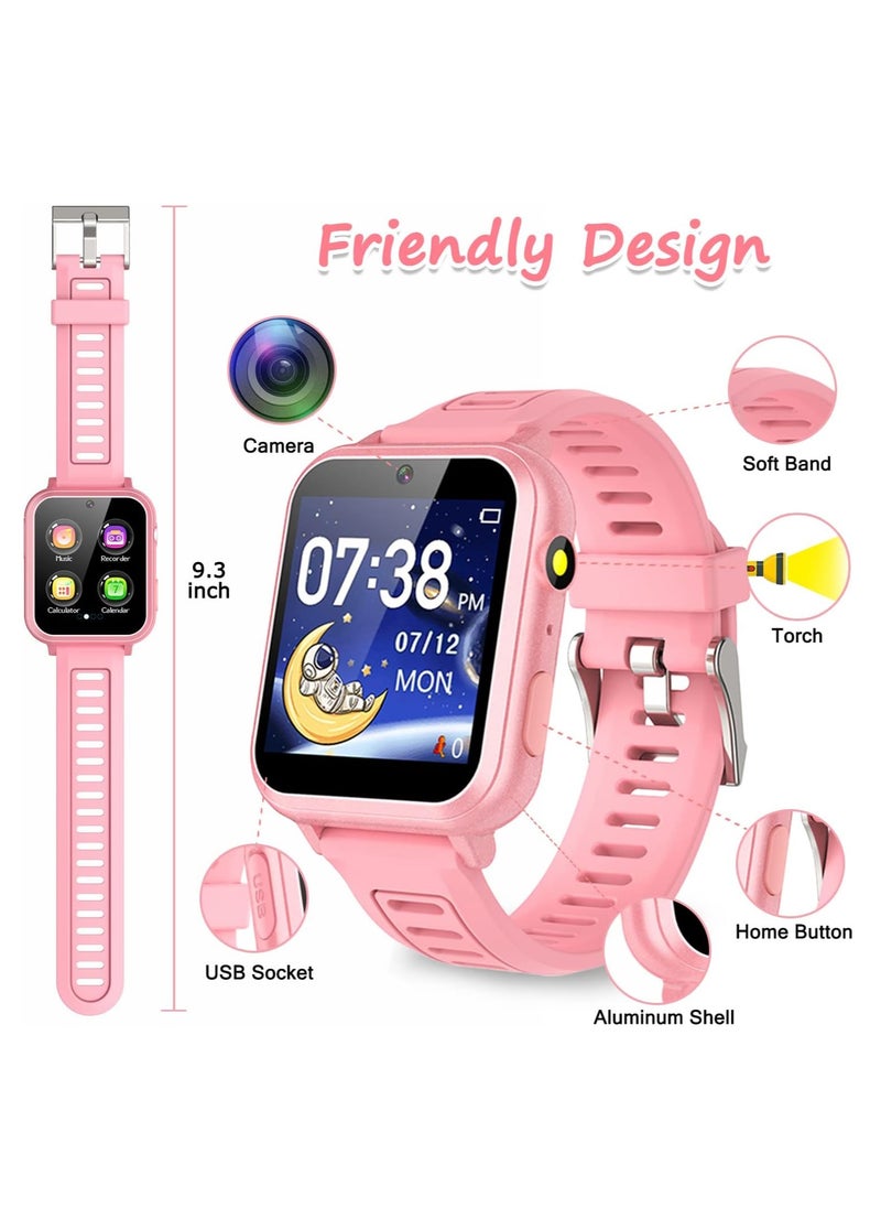 Generic Kids Smart Watch, Smart Game Watch with 24 Games, HD Touch Screen, Video, Camera, Music Player, Pedometer, Flashlight, Alarm Clock,  Kids Watches for 5-12 Year Olds Boy/Girl (Pink)  - Image 4