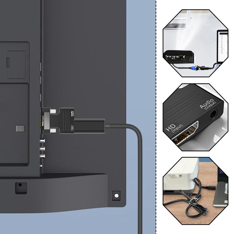 HDMI female to VGA male adapter converter with audio projector and HD computer - Image 3