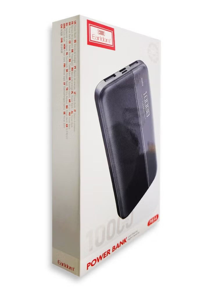 Earldom Power Bank 10000mAh with USB Output Fast Charging , Black - PB54 - Image 4