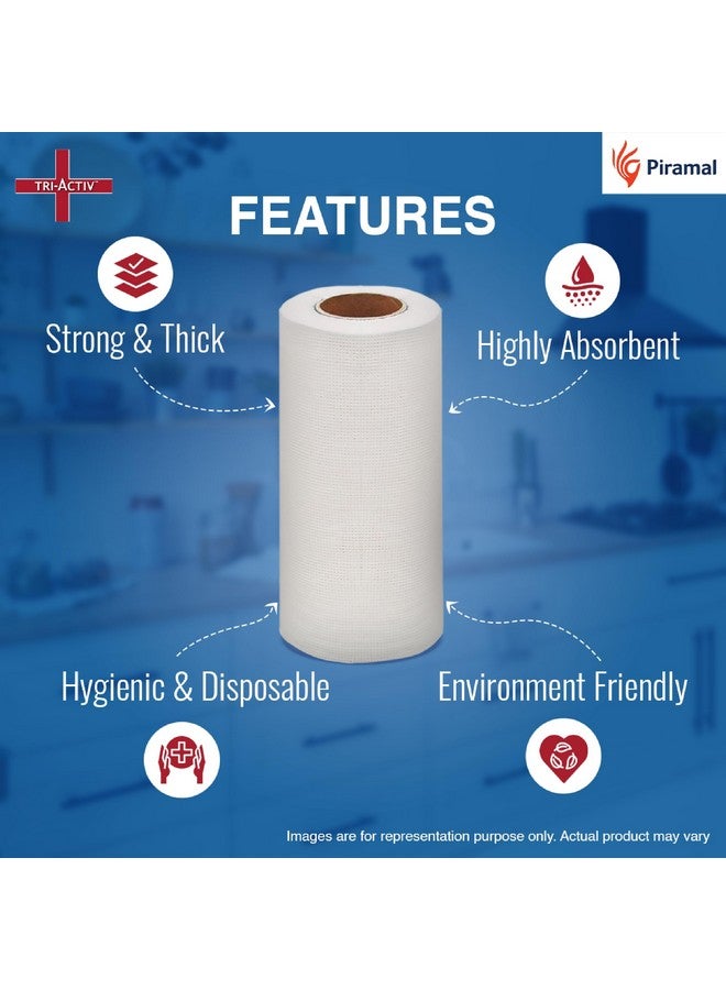 Tri-Activ Washable & Reusable Kitchen Towel Roll | 80 Pulls per Roll, 160 Sheets Pack of 2 | Highly Absorbent Kitchen Tissue Roll | Non Woven Fabric | Better alternative to Paper Tissue Roll | White - Image 4