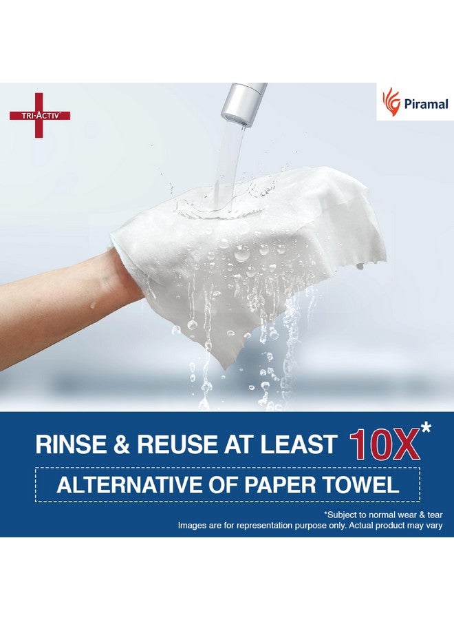 Tri-Activ Washable & Reusable Kitchen Towel Roll | 80 Pulls per Roll, 160 Sheets Pack of 2 | Highly Absorbent Kitchen Tissue Roll | Non Woven Fabric | Better alternative to Paper Tissue Roll | White - Image 3