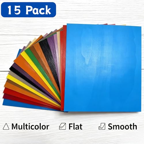 Mroy mio 15 Pack Colored Double-Sided Plywood Sheets, Solid Color Craft Wood for Laser Cutting, Engraving, Model Making, DIY Art, Scroll Saw Projects,12x12x1/10 Inch, 2.5mm - Image 5