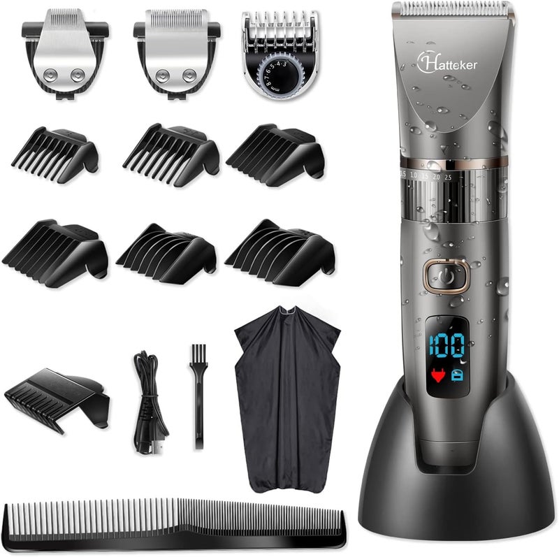 Hatteker Professional Hair Clipper Cordless Clippers Hair Trimmer Beard Trimmer Shaver Detail Trimmer Hair Cutting Kit for Men Waterproof - Image 1