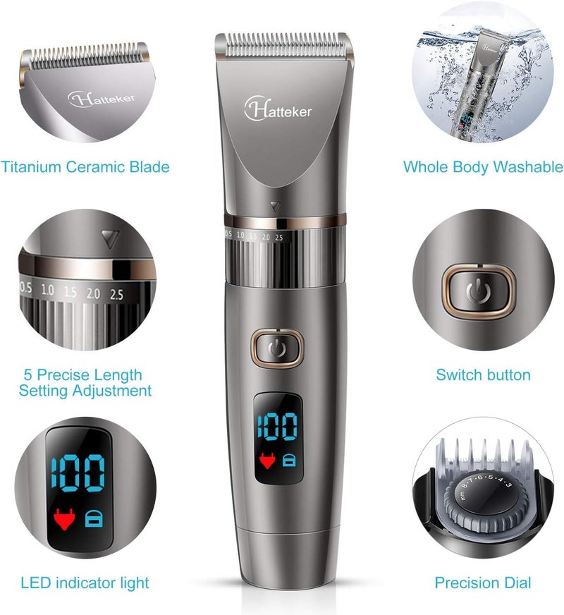 Hatteker Professional Hair Clipper Cordless Clippers Hair Trimmer Beard Trimmer Shaver Detail Trimmer Hair Cutting Kit for Men Waterproof - Image 4