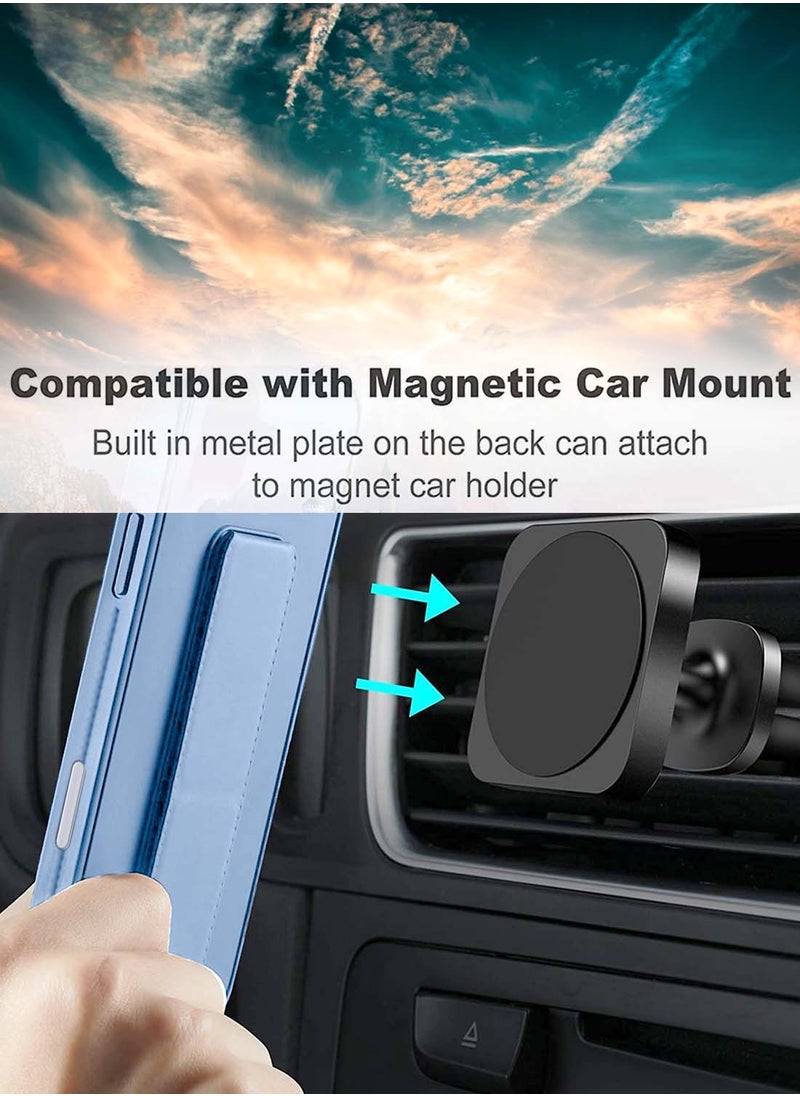 Wtech - Apple iPhone 16 2024 Hand Grip Foldable Magnetic Kickstand Wrist Strap Finger Grip with Built-in Iron Case Cover - Sky Blue - Image 1