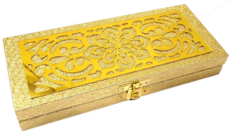 SHAKTISM Decorative and Attractive Box Cash Box, Shagun, Jewellery, Money Envelop Wedding, Gift, Bangel box (Pack of 1Pc) (Peacock Golden) - Image 1