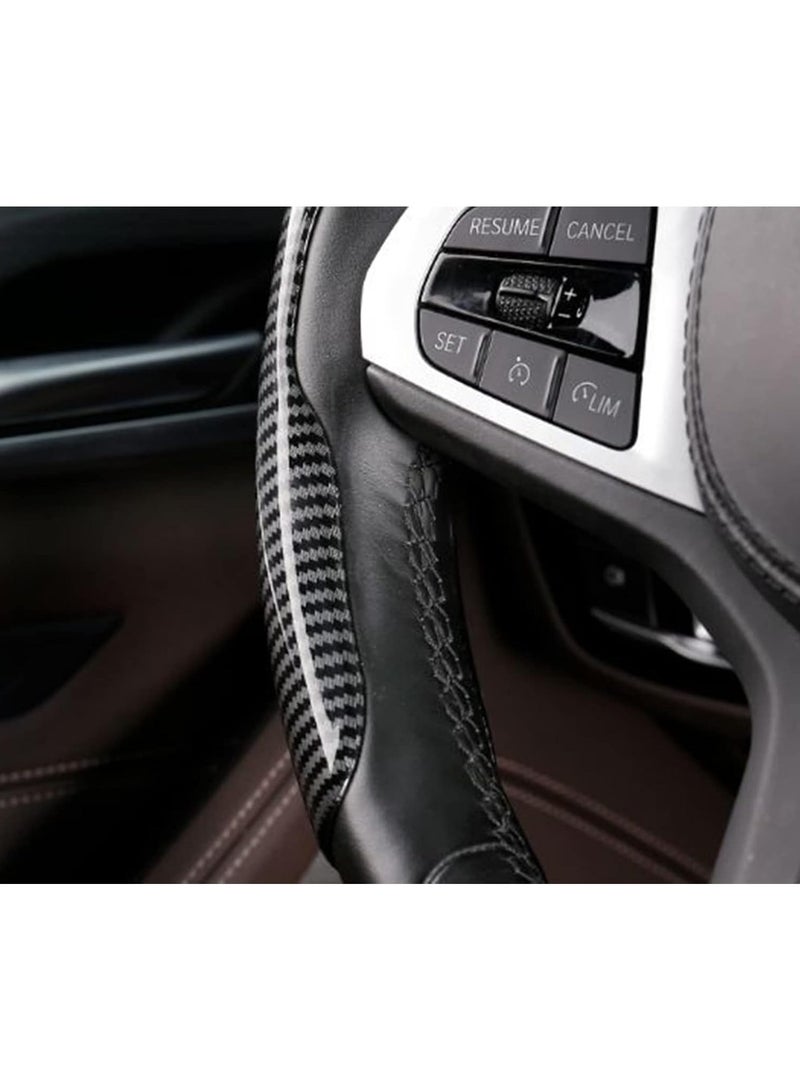 Generic Carbon Fiber Steering Wheel Cover, Non-Slip Universal Car Wheel Protector for 15-Inch (38cm) Steering Wheels, Sporty Car Interior Accessories for Cars, SUVs, Trucks – Easy to Install, Durable, and Stylish  - Image 3